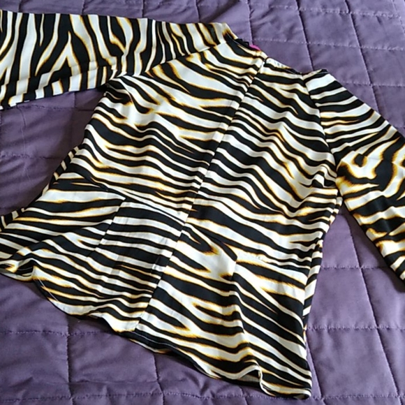 Worthington Animal Print Stripe Peplum Top XS - Picture 9 of 11